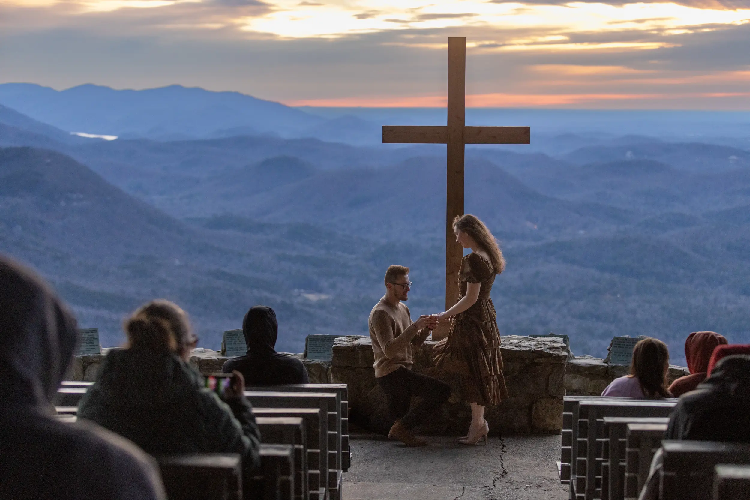 Early morning proposal at Pretty Place Chapel