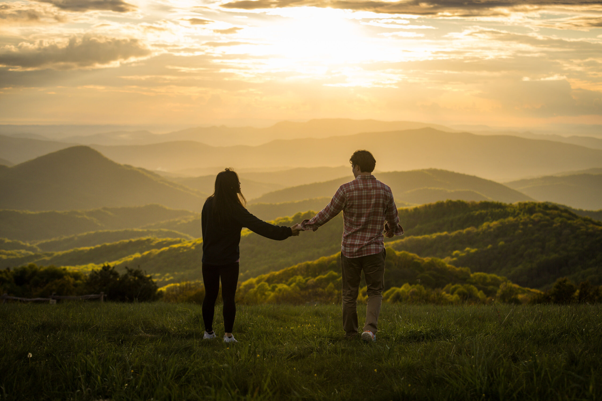 Surprise proposal at Craggy Gardens overlook on the Blue Ridge Parkway