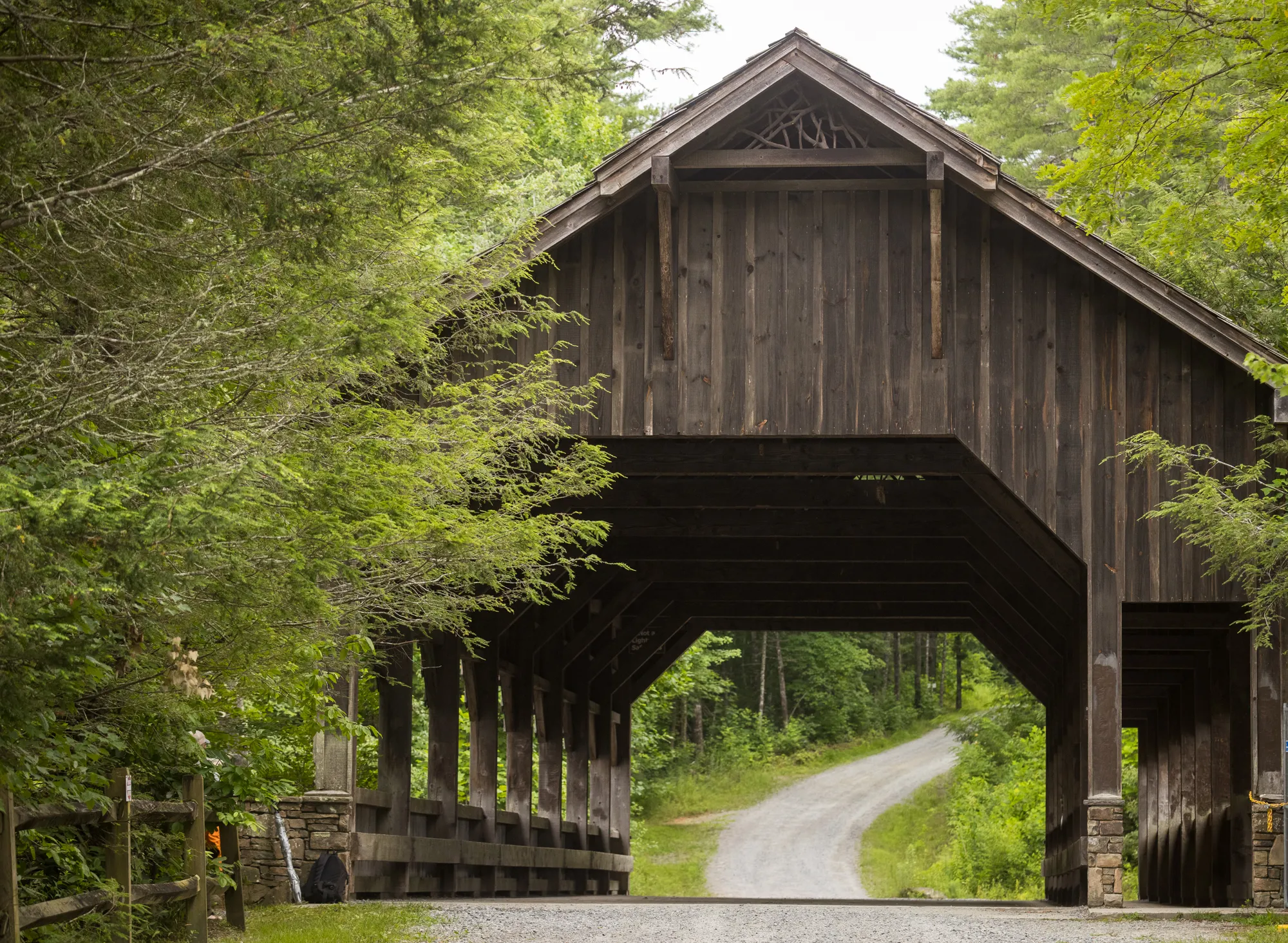 The covered bridge spanning the Little River above High Falls, DuPont State Forest