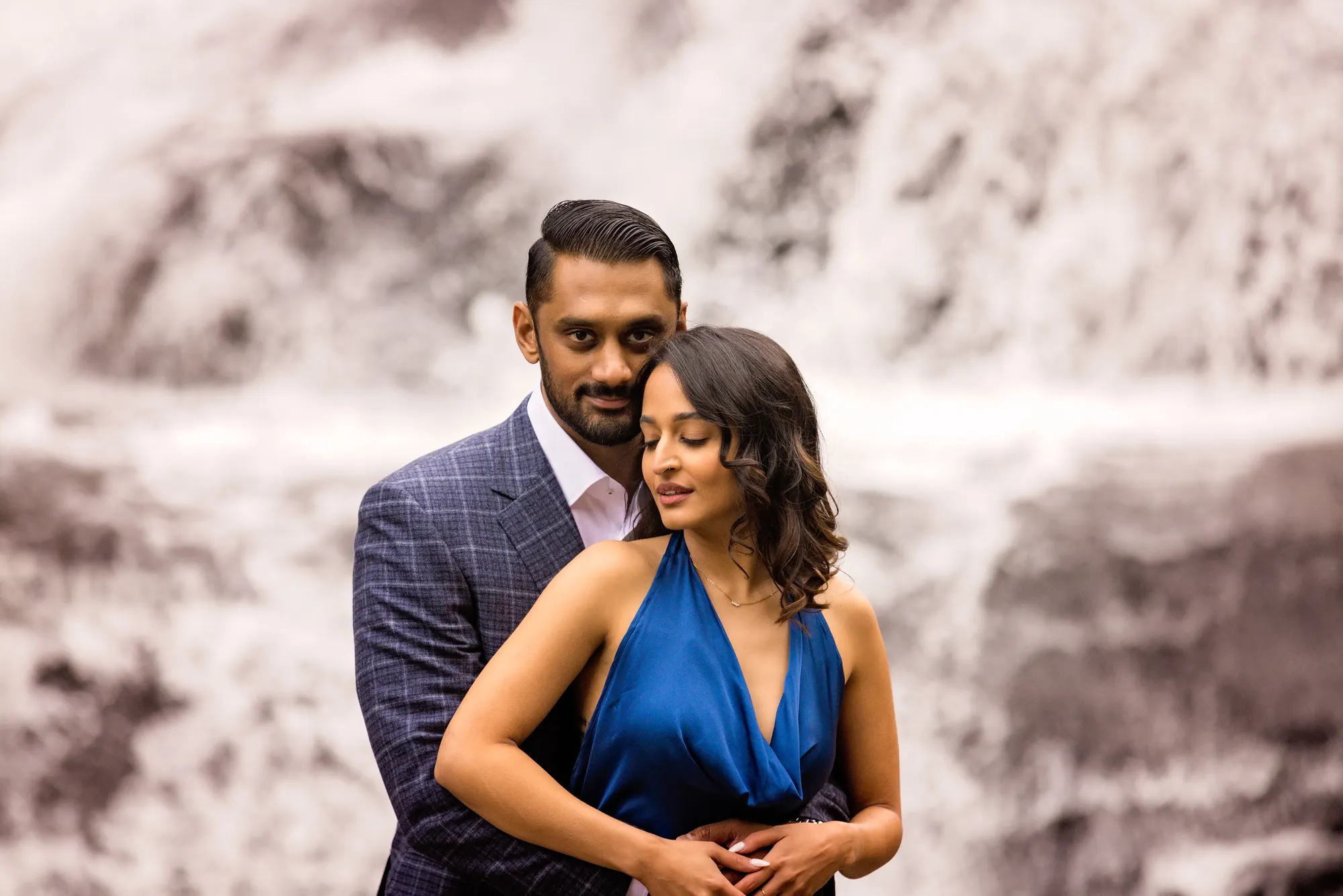 Engagement portrait at Triple Falls, DuPont State Recreational Forest