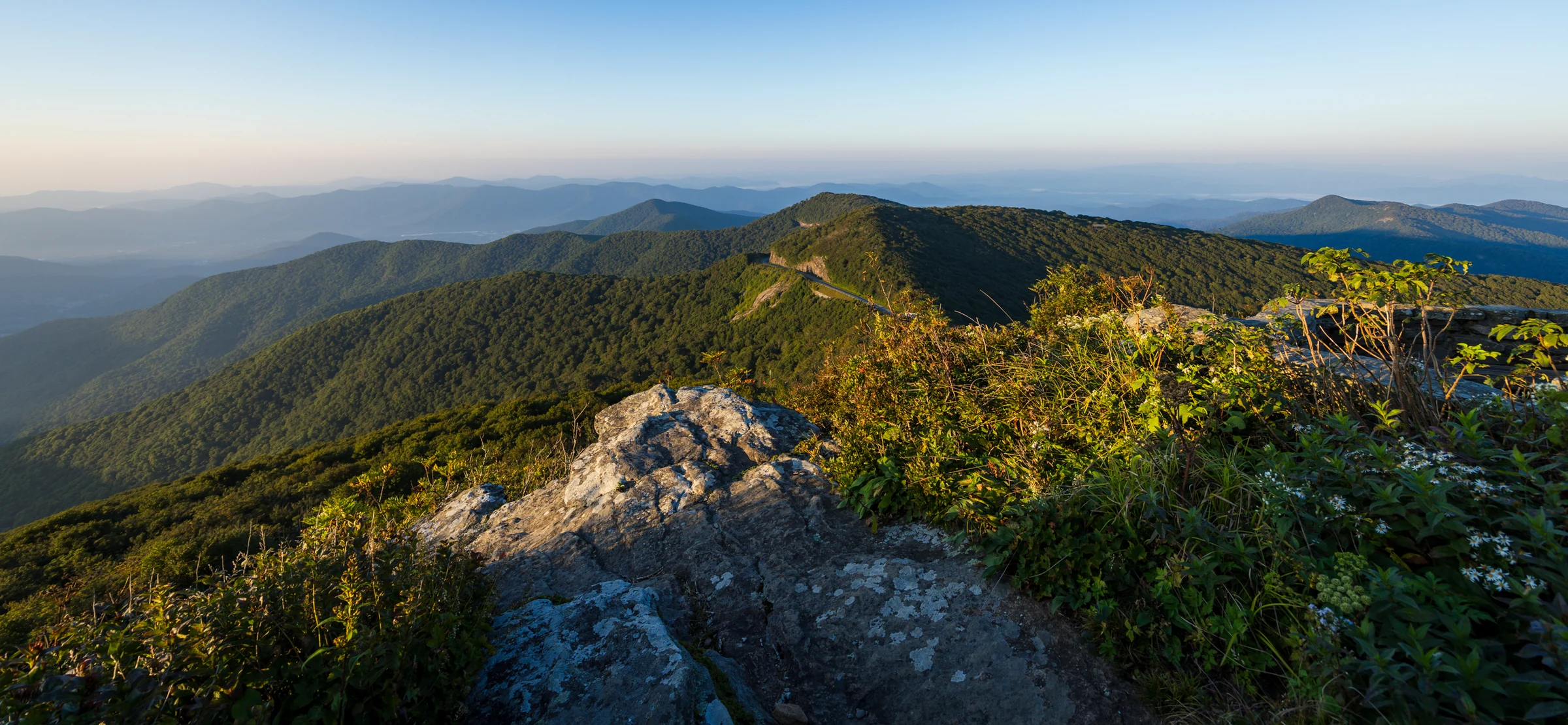 Morning light on the ridgelines seen from Craggy Pinnacle