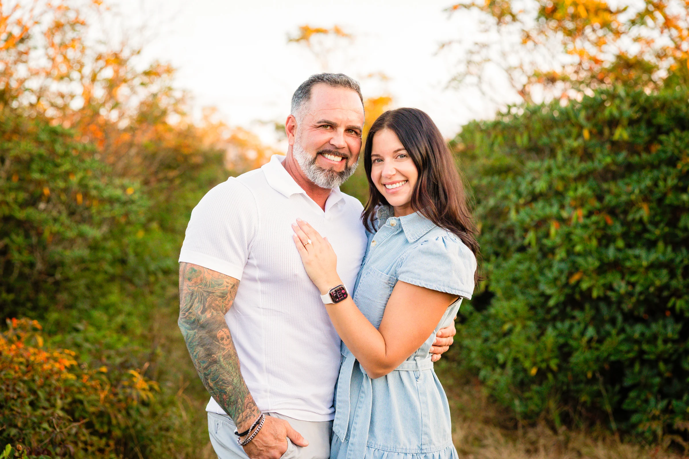 Engagement portrait of Scott and Jaci on Craggy Pinnacle at sunset, Blue Ridge Parkway near Asheville NC